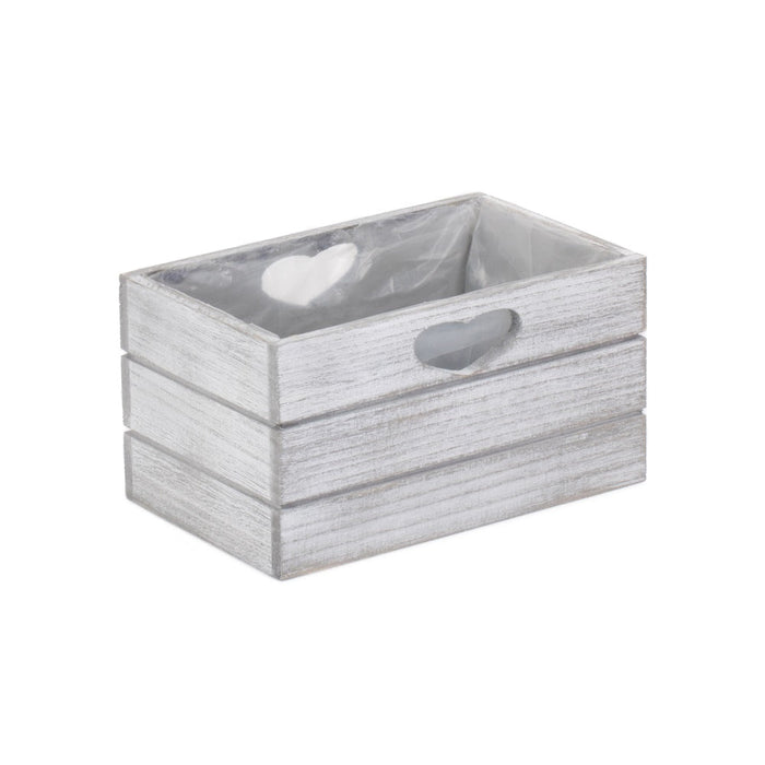 Red Hamper Vintage White Wash Effect Wooden Planter With Plastic Lining