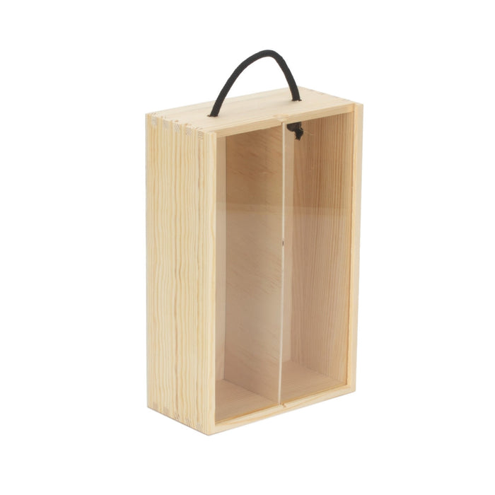 Red Hamper 2 Beer Bottle Pinewood Carry Case with Acrylic Lid