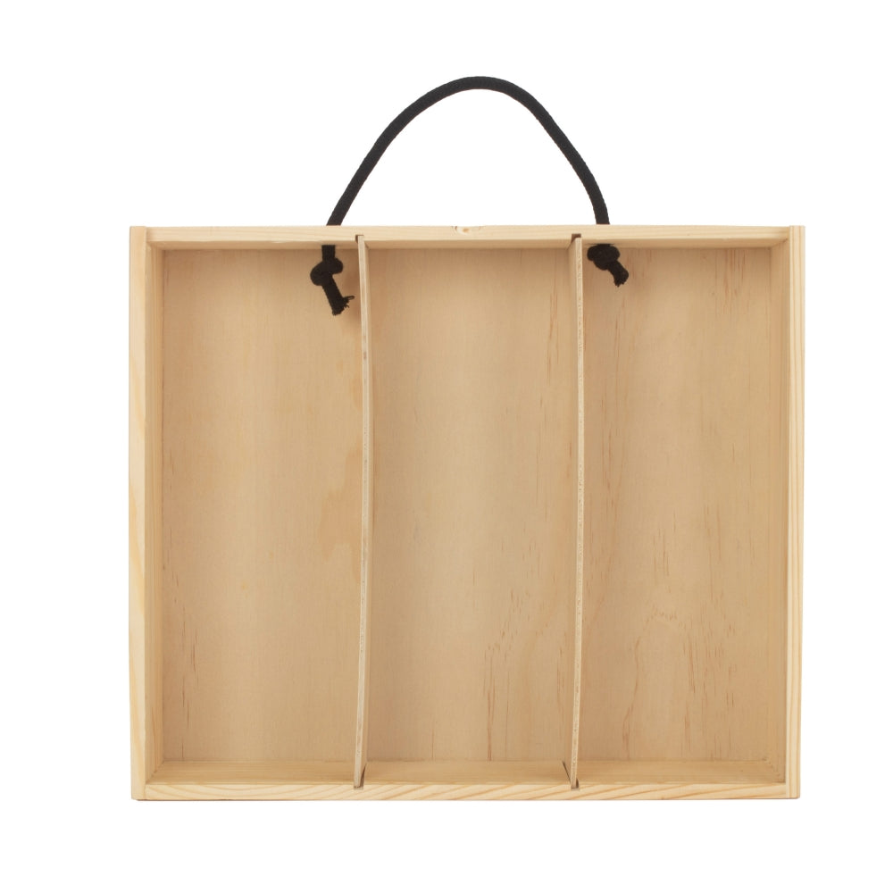 The Willow Basket 4 Beer Bottle Pinewood Carry Case with Solid Lid