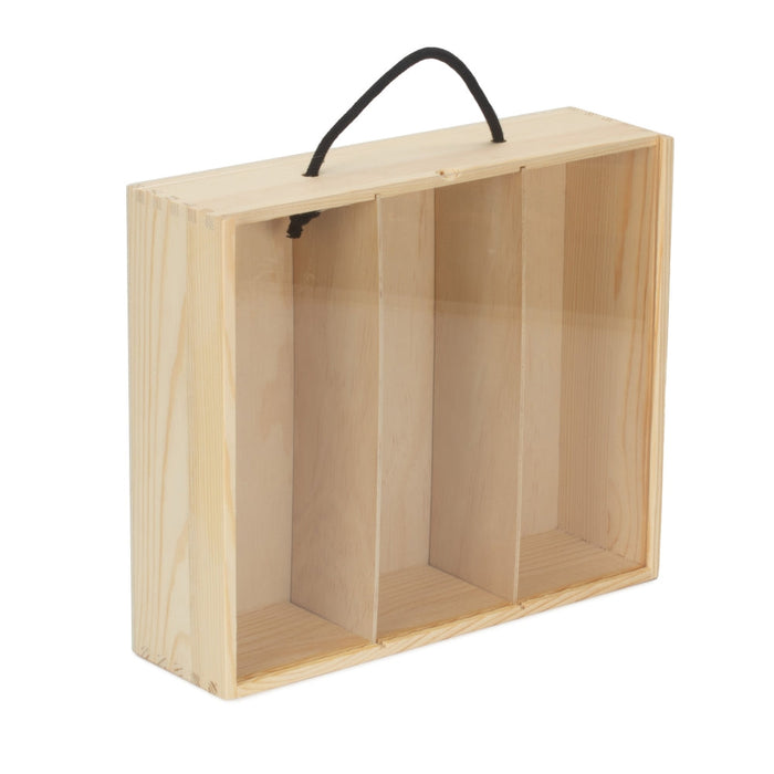 Red Hamper 4 Beer Bottle Pinewood Carry Case with Acrylic Lid