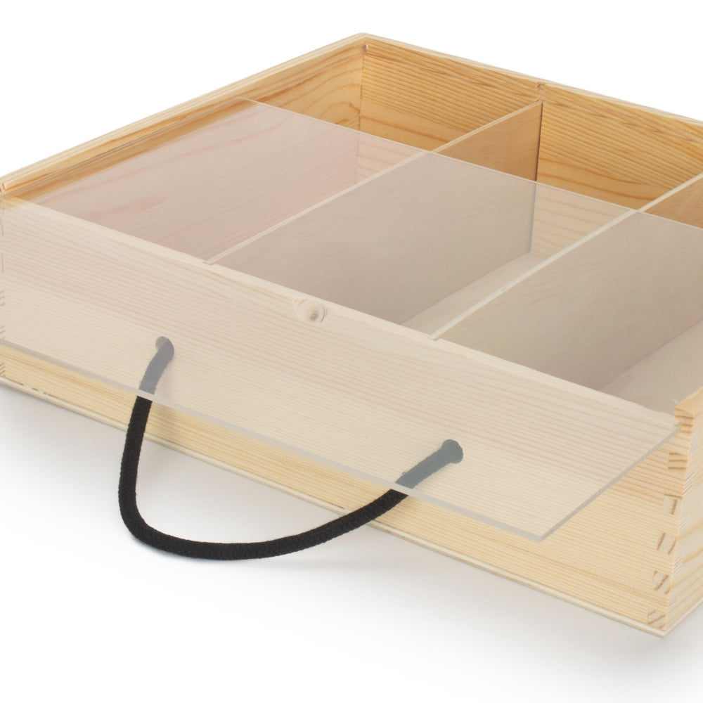 The Willow Basket 4 Beer Bottle Pinewood Carry Case with Acrylic Lid