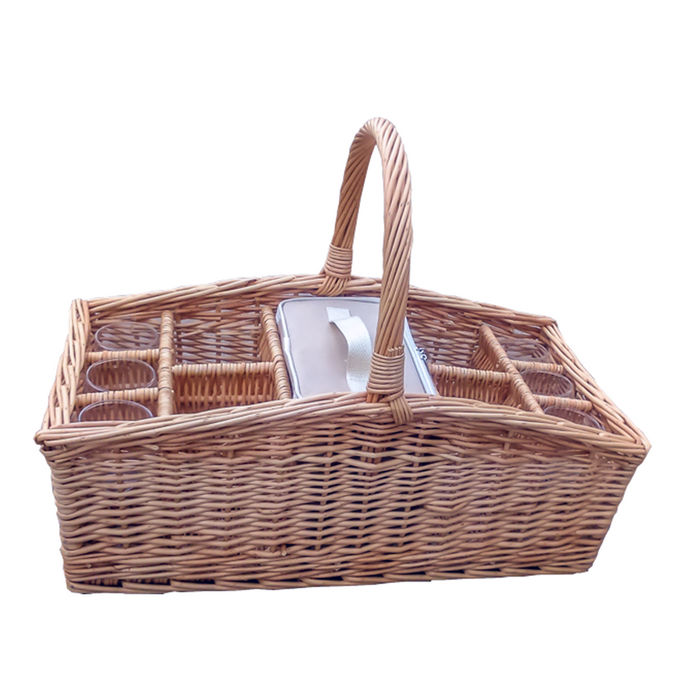 Red Hamper Drinks Baskets Carrier with Cool Bag