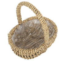 Red Hamper Small Seagrass Plastic Lined Shopping Basket