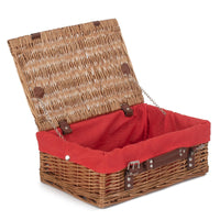 Red Hamper Double Steamed Wicker Picnic Basket