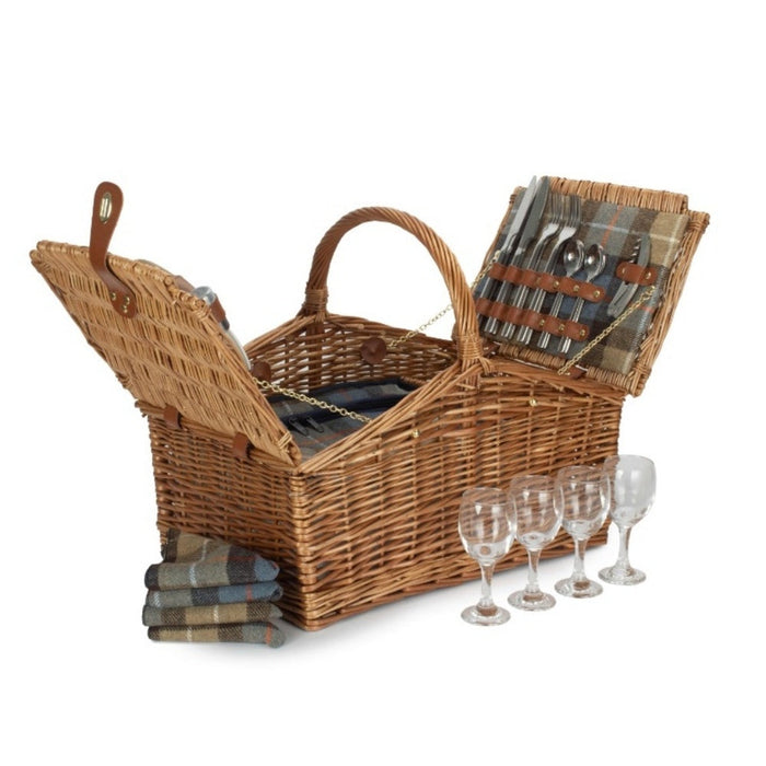 Red Hamper 4 Person Ravenstor Double Lidded Fitted Wicker Picnic Basket