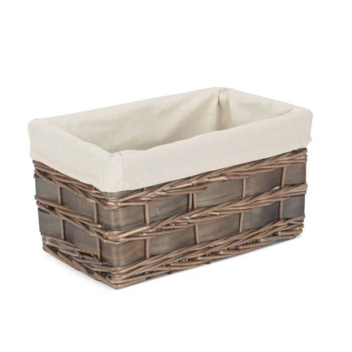 Red Hamper Grey Scandi Storage Basket With White Lining