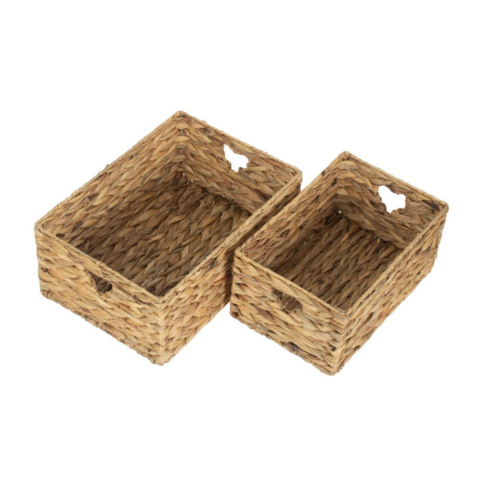 Red Hamper Shallow Water Hyacinth Storage Basket