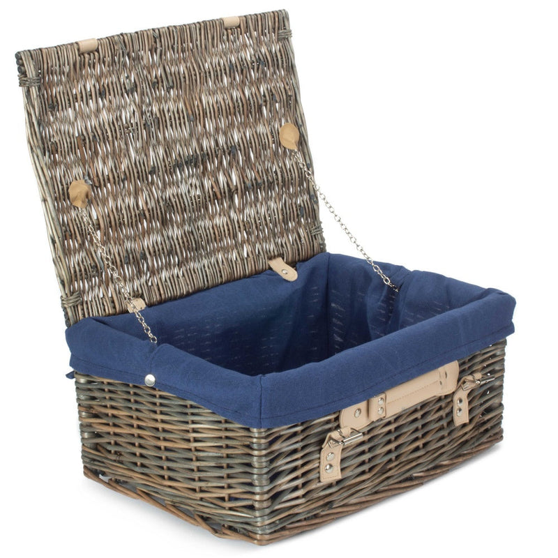 The Willow Basket 41cm Antique Wash Wicker Picnic Basket with Cotton Lining
