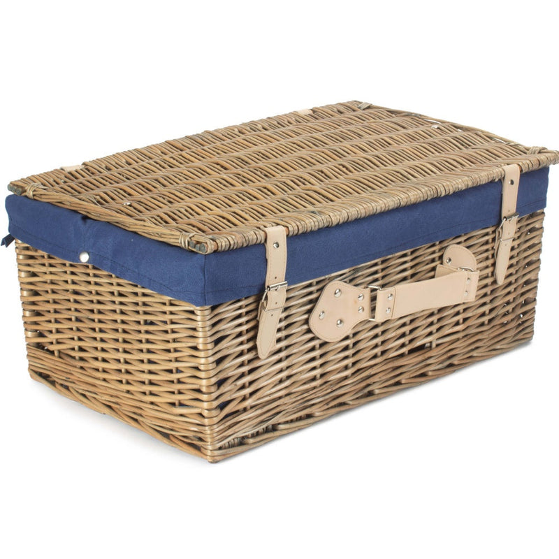 The Willow Basket 51cm Antique Wash Wicker Picnic Basket with Cotton Lining