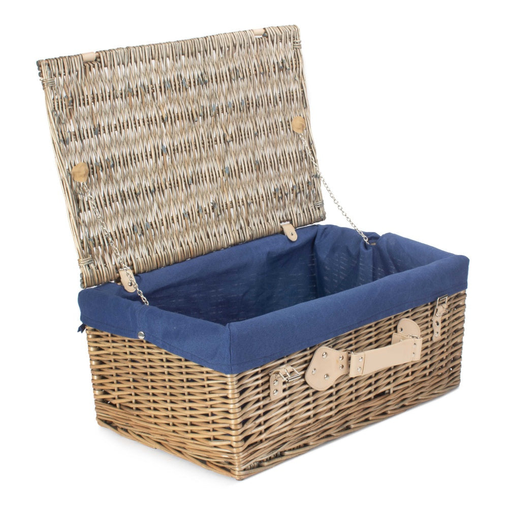 51cm Antique Wash Wicker Picnic Basket with Cotton Lining