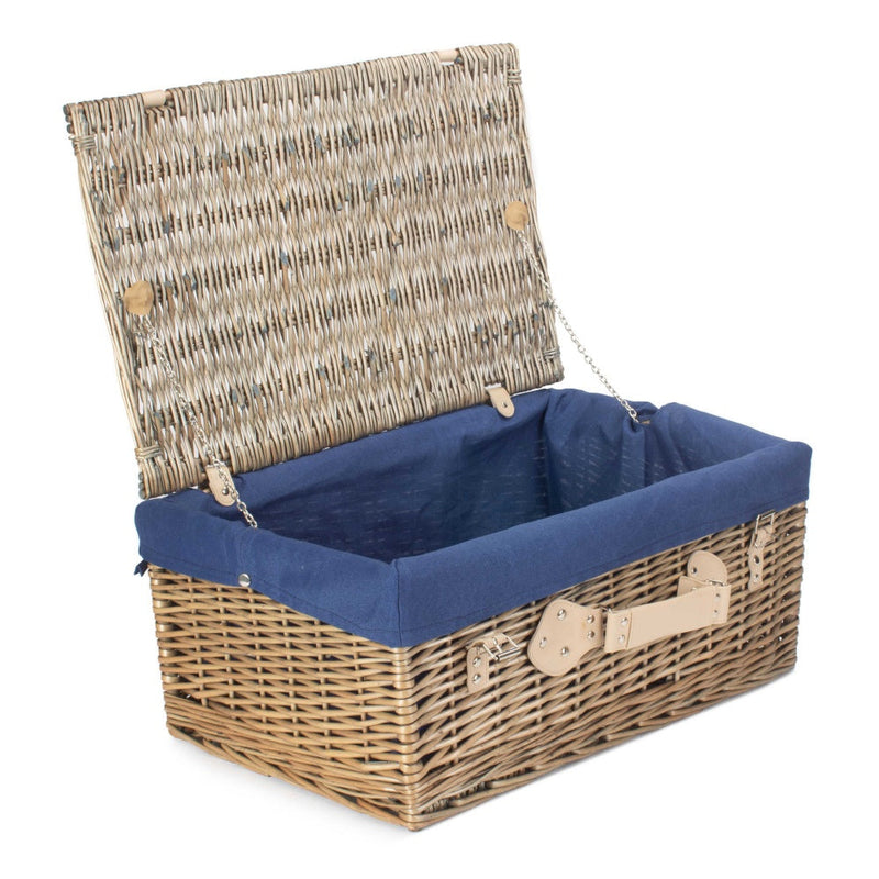 The Willow Basket 51cm Antique Wash Wicker Picnic Basket with Cotton Lining