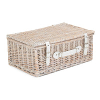 The Willow Basket 45cm White Wash Empty Picnic Basket