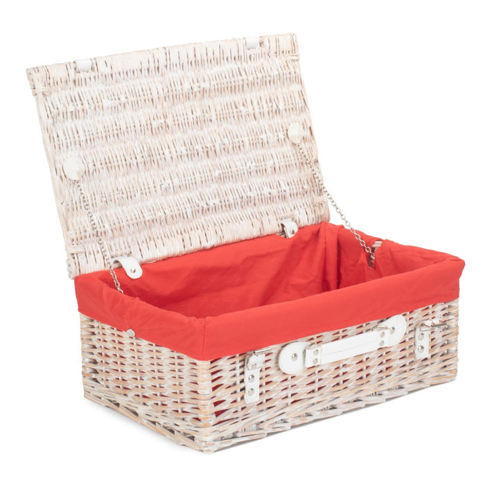 The Willow Basket 45cm White Wash Empty Picnic Basket