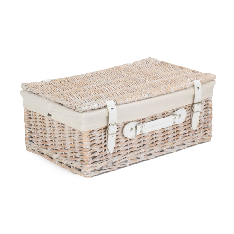 The Willow Basket 45cm White Wash Empty Picnic Basket