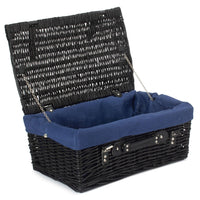 The Willow Basket 46cm Empty Black Willow Picnic Basket With Cotton Lining