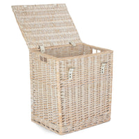 The Willow Basket White Wash Vintner Storage Wicker Picnic Basket