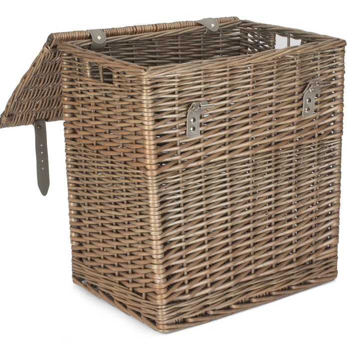 The Willow Basket Antique Wash Vintner Storage Wicker Picnic Basket