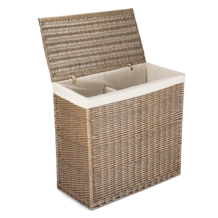 The Willow Basket Rectangular Partition Laundry Basket