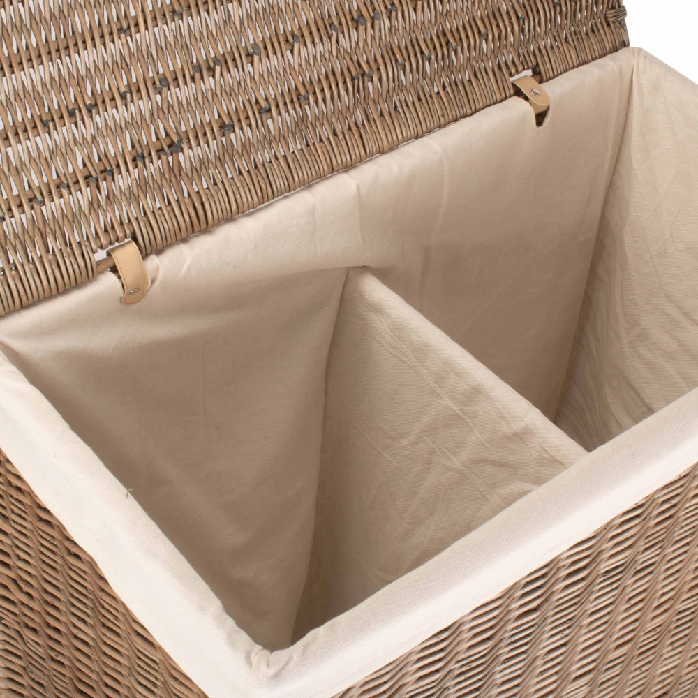 The Willow Basket Rectangular Partition Laundry Basket