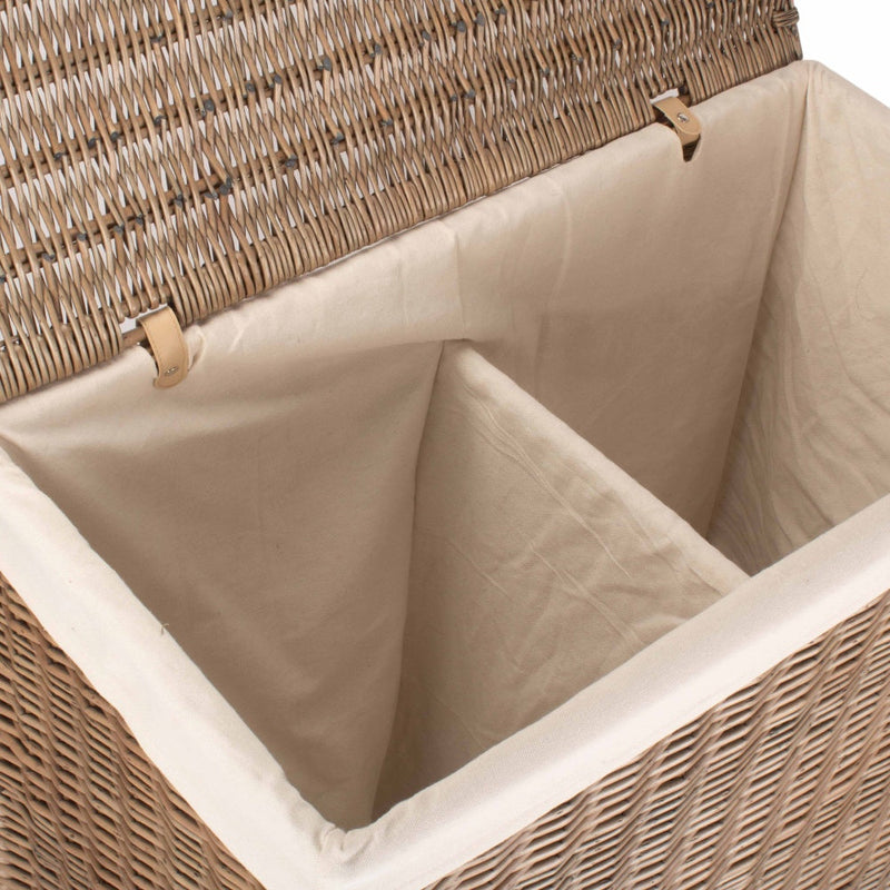The Willow Basket Rectangular Partition Laundry Basket