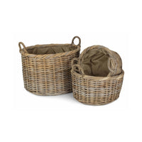 Oval Rattan Storage Log Basket With Cordura Lining