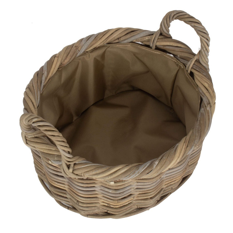 Oval Rattan Storage Log Basket With Cordura Lining