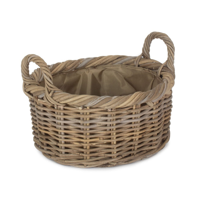 The Willow Basket Oval Rattan Storage Log Basket With Cordura Lining