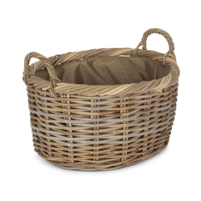 The Willow Basket Oval Rattan Storage Log Basket With Cordura Lining