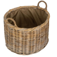 Oval Rattan Storage Log Basket With Cordura Lining