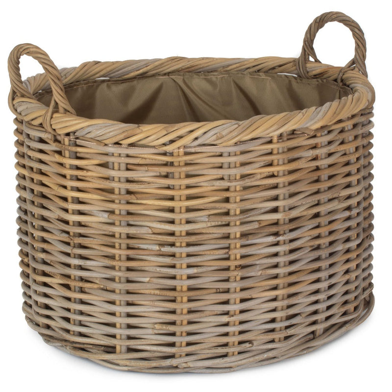 Oval Rattan Storage Log Basket With Cordura Lining