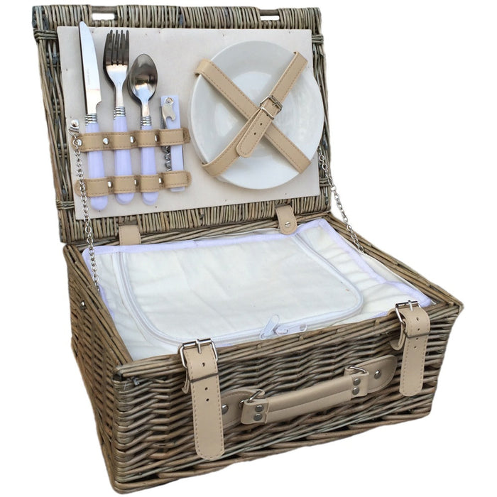 The Willow Basket Baslow Fitted Wicker Picnic Basket