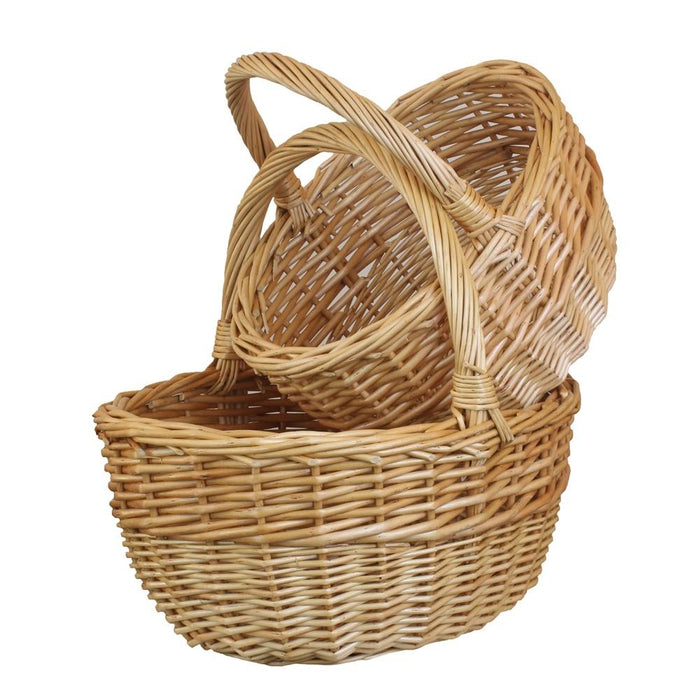 Buff Oval Wicker Shopper