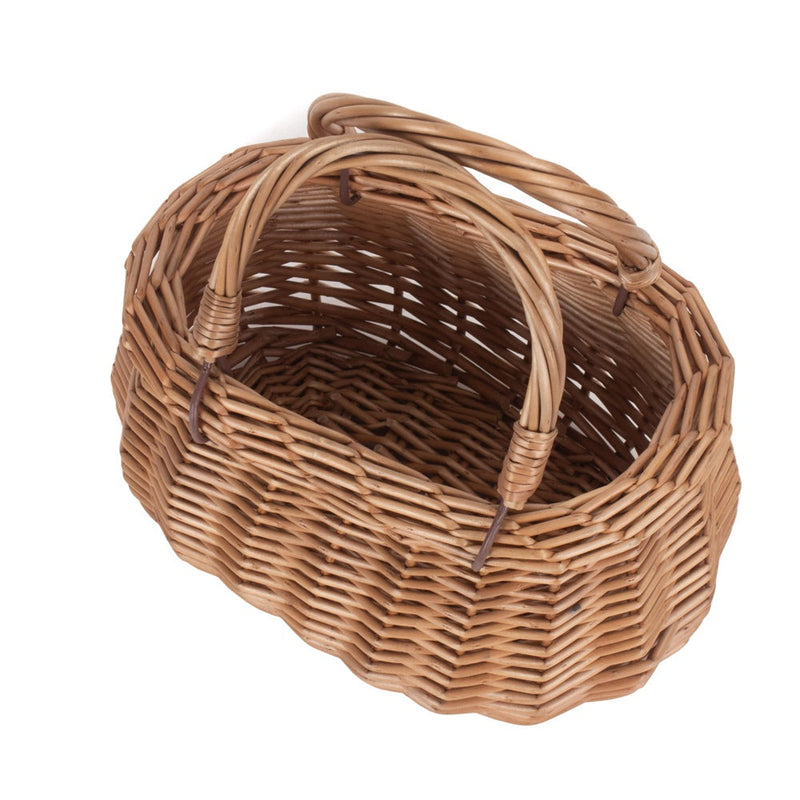 Childrens Light Steamed Wicker Swing Handled Coracle Shopping Basket