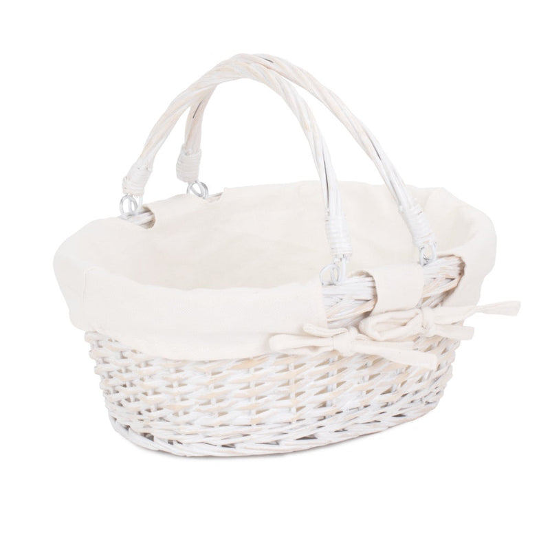 The Willow Basket White Swing Handle Wicker Shopper with White Lining