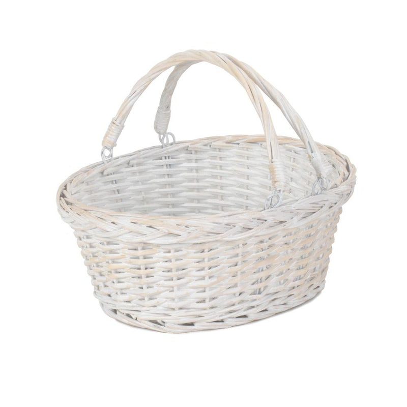 The Willow Basket White Swing Handle Wicker Shopping Basket