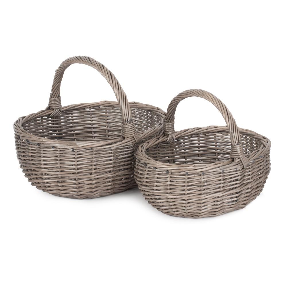 The Willow Basket Unlined Antique Wash Wicker Bathroom Shopping Basket