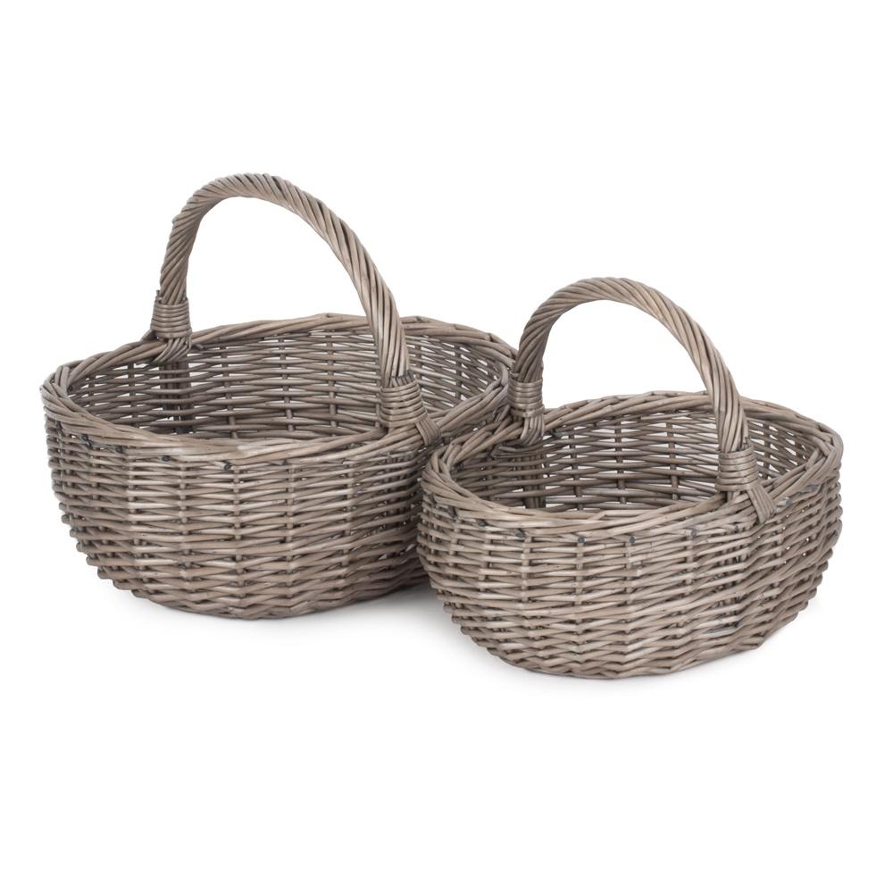 Unlined Antique Wash Wicker Bathroom Shopping Basket