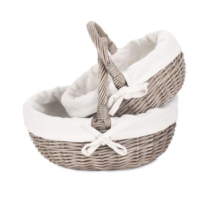 The Willow Basket Lined Antique Wash Wicker Bathroom Shopping Basket