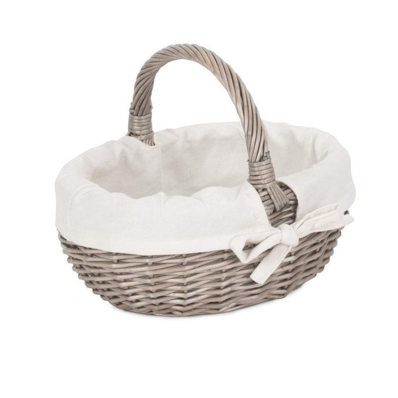 Lined Antique Wash Wicker Bathroom Shopping Basket