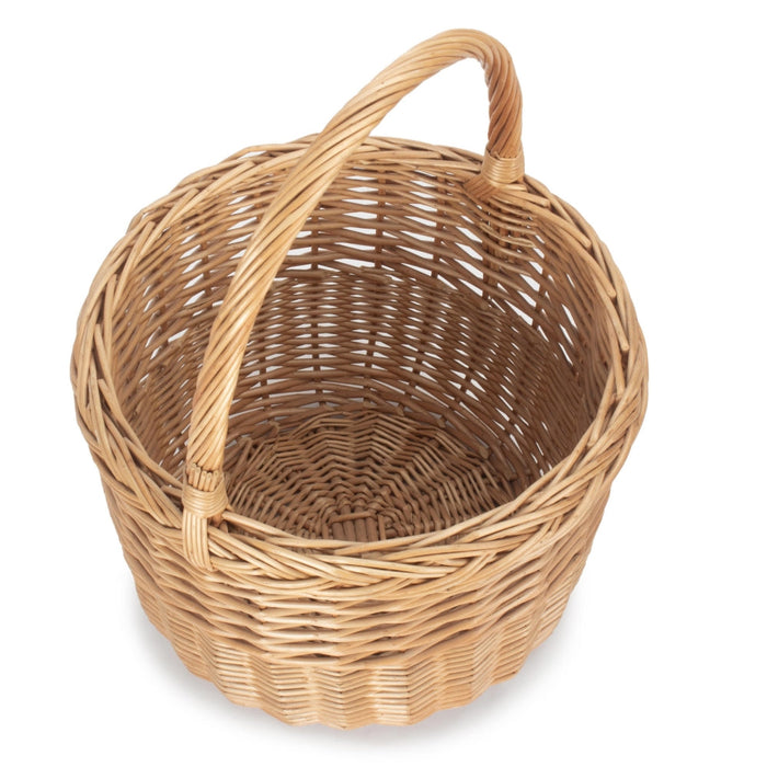 The Willow Basket Wicker Round Orchard Shopping Basket