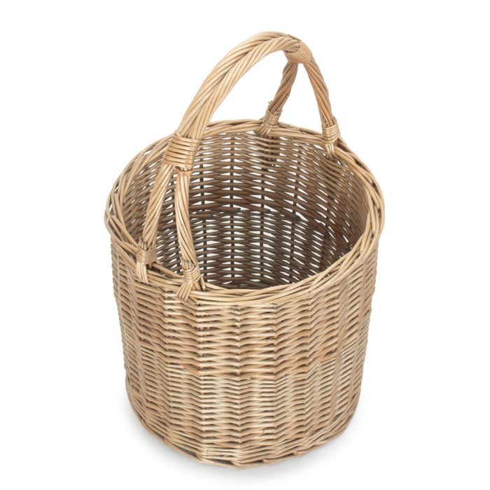 The Willow Basket Wicker Round Upright Kindling Shopping Basket