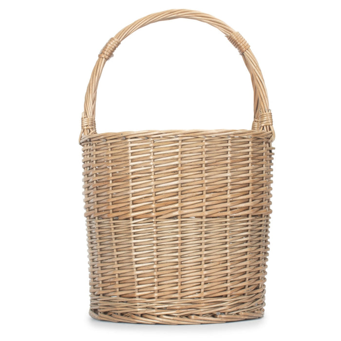The Willow Basket Wicker Round Upright Kindling Shopping Basket