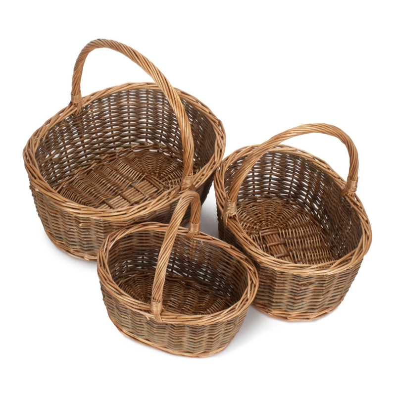 Oval Unpeeled Willow Shopping Basket