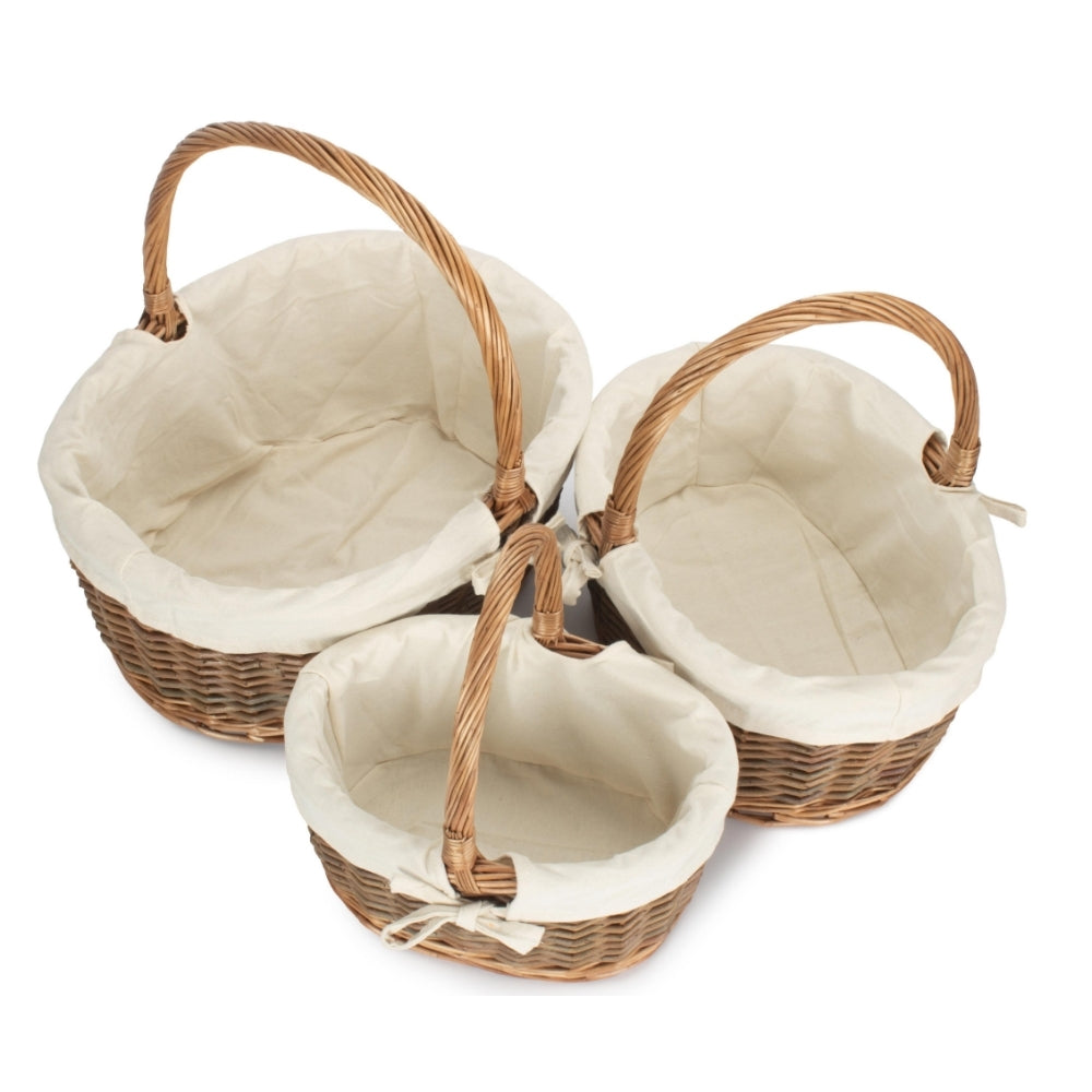 Oval Unpeeled Willow Shopping Basket With White Lining