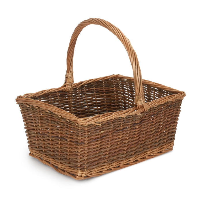 The Willow Basket Rectangular Unpeeled Willow Shopping Basket