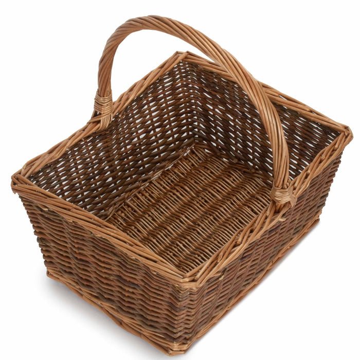 The Willow Basket Rectangular Unpeeled Willow Shopping Basket