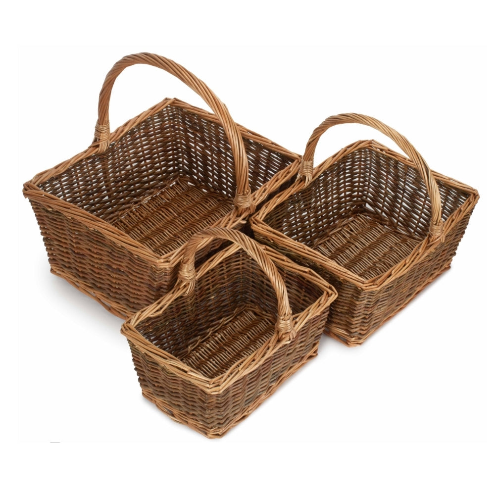 Rectangular Unpeeled Willow Shopping Basket