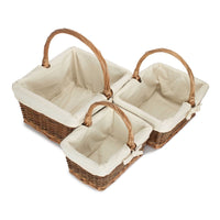 Rectangular Unpeeled Willow Shopping Basket With White Lining