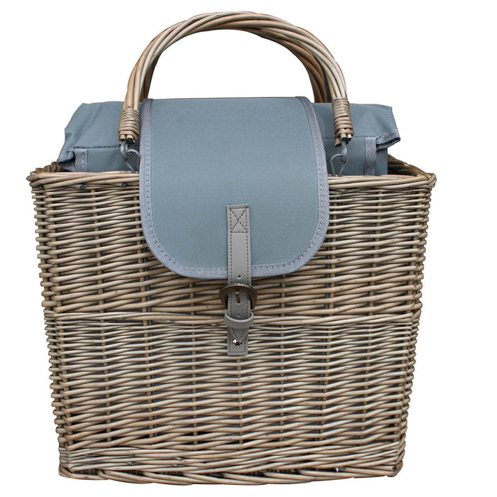 The Willow Basket Antique Wash Willow Chiller Basket with Picnic Blanket