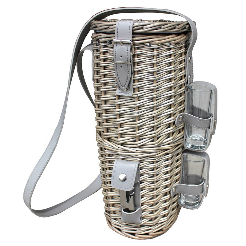 Single Bottle and 2 Cartridge Glass Carrier With Shoulder Strap